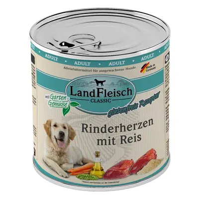 LandFleisch Dog Classic hovězí srdce s rýží 6 × 800 g