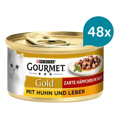 Gourmet Gold Jemné kousky kuřecí maso a játra 48 × 85 g