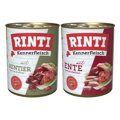 Rinti Kennerfleisch kombinované balení s kachnou a sobem, 24 × 800 g