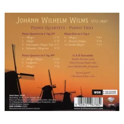 "Johann Wilhelm Wilms: Piano Quartets/Piano Trio" ("") (CD / Album)