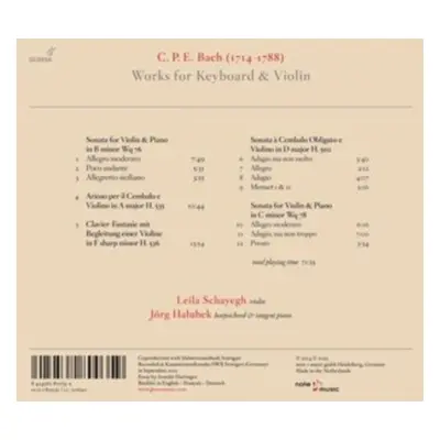 "Carl Philipp Emanuel Bach: Works for Keyboard & Violin" ("") (CD / Album)