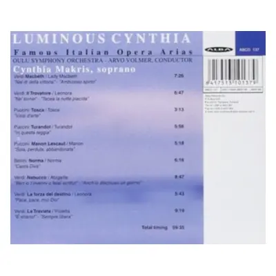 "Luminous Cynthia: Famous Italian Opera Arias" ("") (CD / Album)