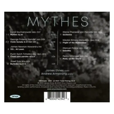 "James Ehnes/Andrew Armstrong: Mythes" ("") (CD / Album)