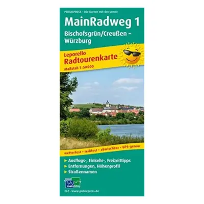 "MainRadweg 1, Bischofsgrun/Creussen - Wurzburg, cycle tour map 1:50,000" - "" ("")(Sheet map, f