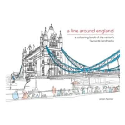 "Line Around England" - "A colouring book of the nation's favourite landmarks" ("Harmer Simon")(