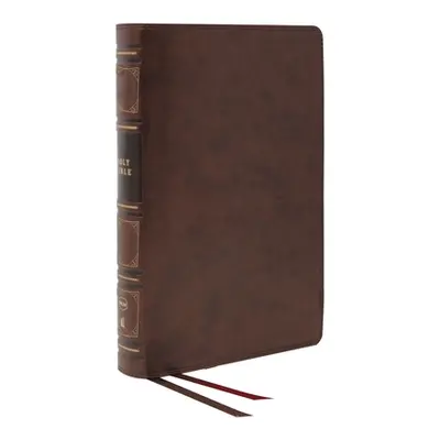 "Nkjv, Thinline Reference Bible, Genuine Leather, Brown, Red Letter, Thumb Indexed, Comfort Prin