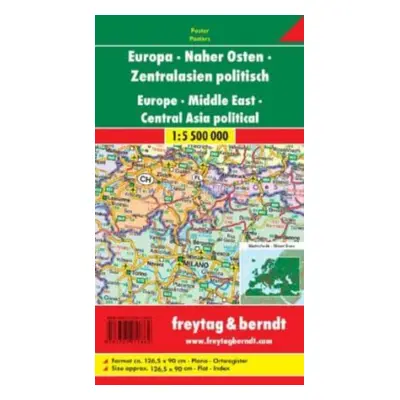 "Europe - Middle East - Central Asia Map Flat in a Tube 1:5 500 000" - "" ("")(Sheet map, folded