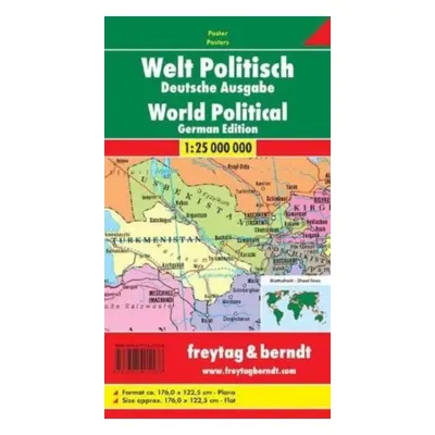 "World political Map (German edition), Large-format, 1:25 million" - "Wall map magnetic marker b