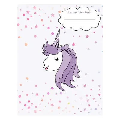 "Composition Book: Unicorn Face Back To School Notebook For Girls - Purple Unicorn Face Front An