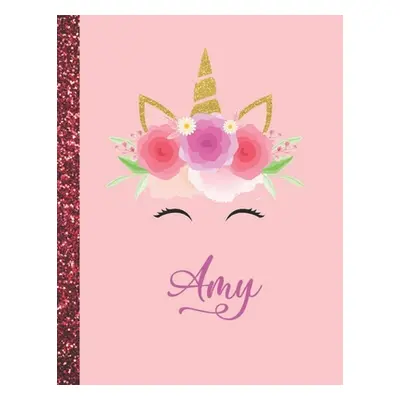 "Amy: Amy Marble Size Unicorn SketchBook Personalized White Paper for Girls and Kids to Drawing 