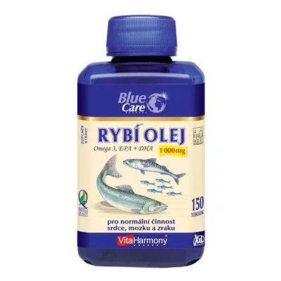 BLUE CARE Rybí olej 1000 mg - Omega 3 EPA + DHA - XXL economy balení 150 tob. - Vitaharmony