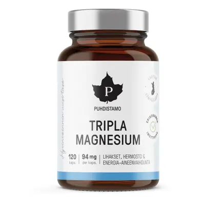 Puhdistamo Triple Magnesium 120 kapslí (Hořčík) - Puhdistamo