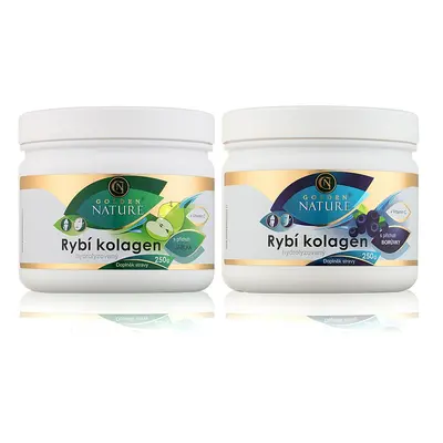 1+1 Golden Nature Rybí kolagen+Vitamin C - Borůvka 250g + Jablko 250g - Golden Nature