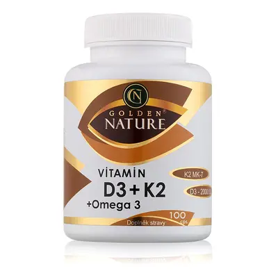 Golden Nature Vitamin D3 2000 I.U.+K2 MK-7+Omega 3 100 cps. - Golden Nature