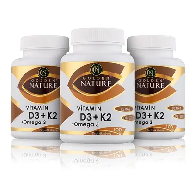 Golden Nature Vitamin D3+K2 MK-7+Omega 3 300 cps. - Golden Nature