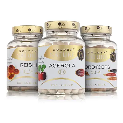 GN Exclusive Acerola 100 cps. + Cordyceps 100 cps. + Reishi 100 cps. - Golden Nature