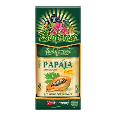 RainForest® Papája Forte, směs enzymů - 90 žvýkacích tbl. - Vitaharmony