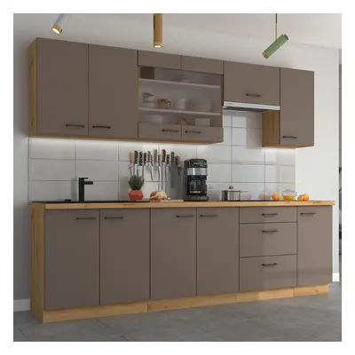 Kuchyňská linka Bolonia trufel/artisan 260 cm s pracovní deskou