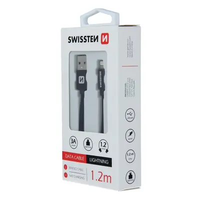 Kabel datový Swissten Textile USB / Lightning 1.2 m černý