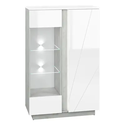 Vitrína Lumens 92 cm, bílá / beton