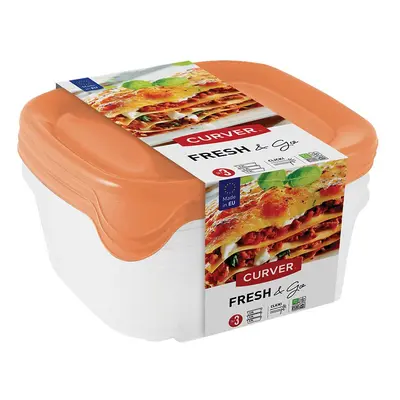 Sada 3 boxů na potraviny čtverec 0.8l Fresh&go