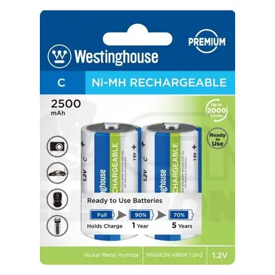 Westinghouse Premium akumulátor C 2500mAh - Malý, 2 kusy, 1,2V