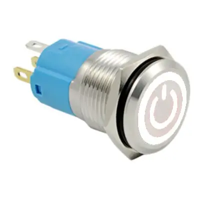 LED vodotěsný spínač - Bílé podsvícení, 12 mm, 3 - 6V