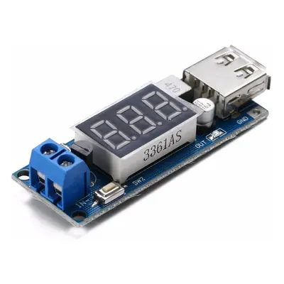 Step/Down měnič DC4,5 - 35V na 5V/500mA USB LED voltmetr