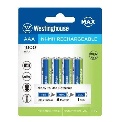 Westinghouse nabíjecí mikrotužková baterie AAA - 4 kusy