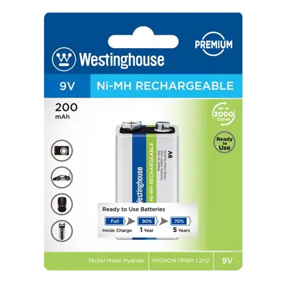 Westinghouse Premium nabíjecí baterie 9V - NiMH 200mAh (MIGNON, HR6M, 1.2H2)