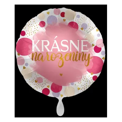 Foliový balonek Krásné narozeniny CZ - Pink Birthday - 43 cm