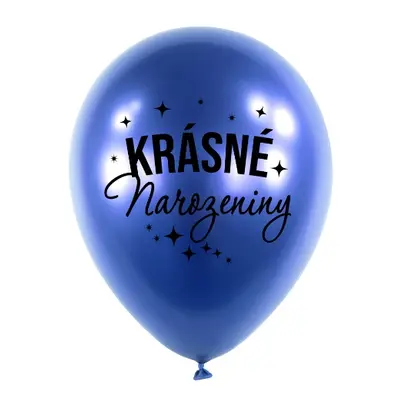 Balonky Chrome Krásné narozeniny, Modré 5 ks