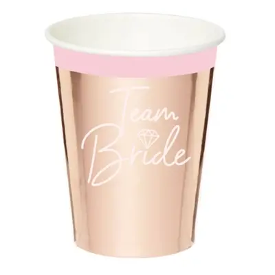 Papírové kelímky Team Bride Rose gold - 220 ml