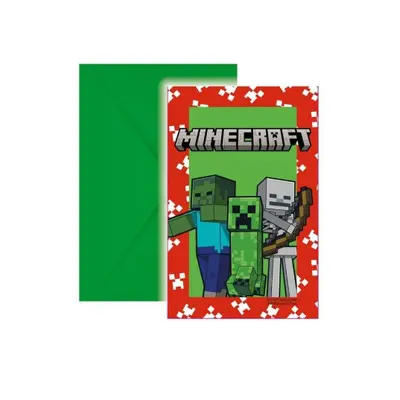 Party pozvánky - Minecraft Creeper - 6 ks