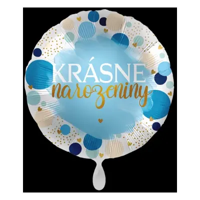 Foliový balonek Krásné narozeniny CZ - Blue Birthday - 43 cm