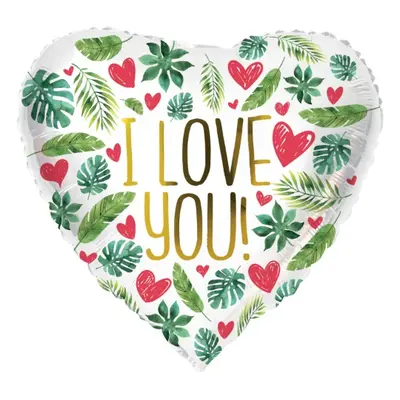 Foliový balonek srdce - I love you, tropical - 45 cm