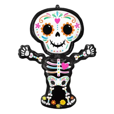 Foliový balonek halloween - Day of the dead holografický kostlivec 66 x 86 cm