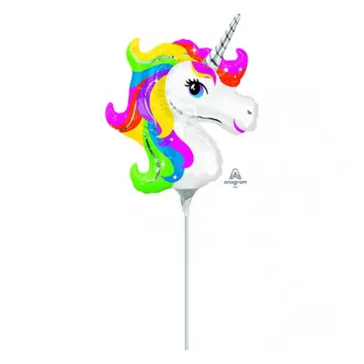 Balónky na tyčku - Rainbow Unicorn - Hlava 23 cm - 5 ks