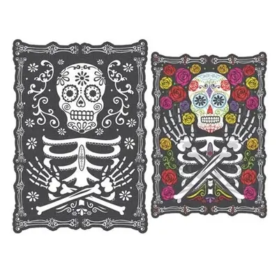 Halloweenská dekorace měnící obraz - Day of the dead 45 x 30 cm