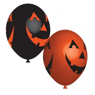 Latexové balonky Halloween Černé a oranžové - 28cm - 6 ks