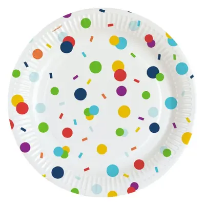 EKO Papírové talíře Rainbow Confetti 23 cm - 8 ks