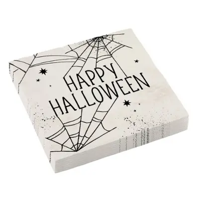 Papírové party ubrousky Happy Halloween - pavučiny 33x33cm, 16 ks