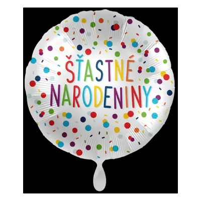 Foliový balonek Šťastné narodeniny SK - Confetti Birthday - 43 cm