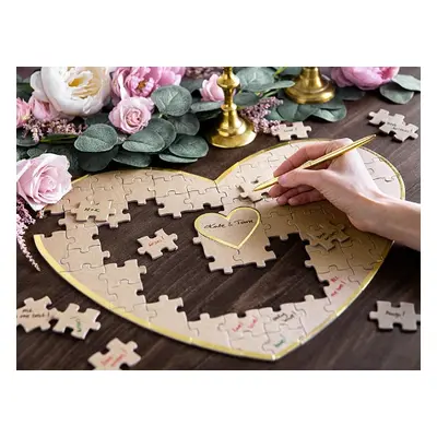 Svatební kniha hostů - Puzzle ve tvaru srdce 45x35.5cm