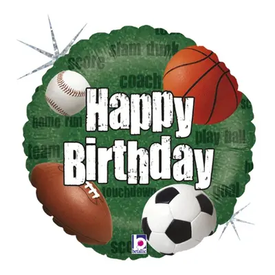 Foliový balonek - sportovní míče - Happy Birthday 46 cm