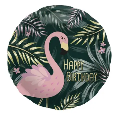 Foliový balonek Happy Birthday - flamingo 45 cm