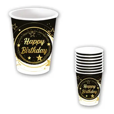 Papírové party kelímky - Happy Birthday - Stars - 240 ml, 6 ks