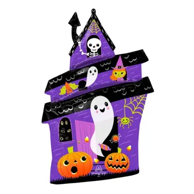 Foliový balónek Halloween strašidelný dům 58 cm x 81 cm