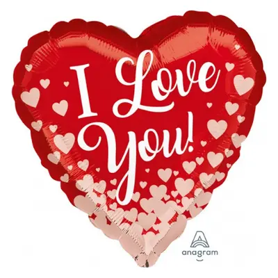 Foliový balonek srdce červené - I love you - 43 cm