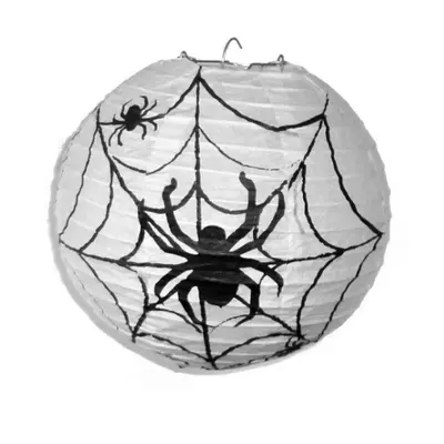 Papírový lampion Halloween pavouk s pavučinou - 20 cm